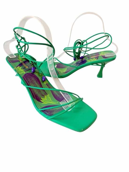 Larroud’e Nadia Green Leather Ankle Lace Up Sandals New Size 10